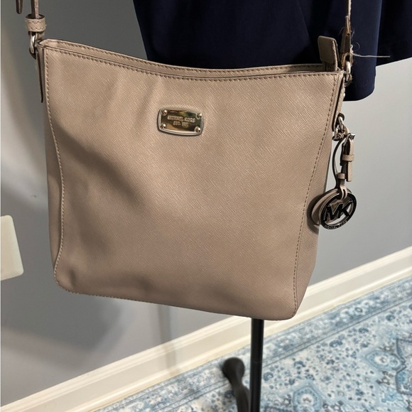 Michael Kors Taupe Crossbody Shoulder Bag with Logo Charm - Picture 1 of 10